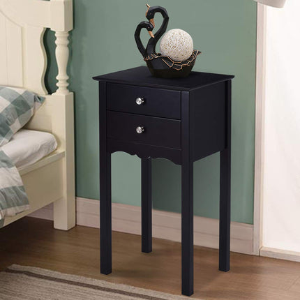 Dreamade End Table w/ 2 Drawers Side Table Nightstand Multi-Purpose Accent Table Living Room Bedroom Home Furniture