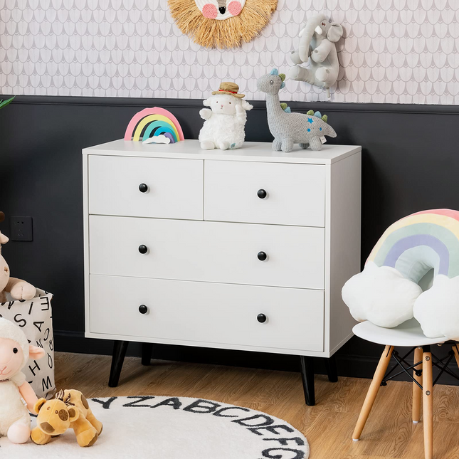 Dreamade 4 Drawer Chest Dresser w/Spacious Drawers & Metal Handles