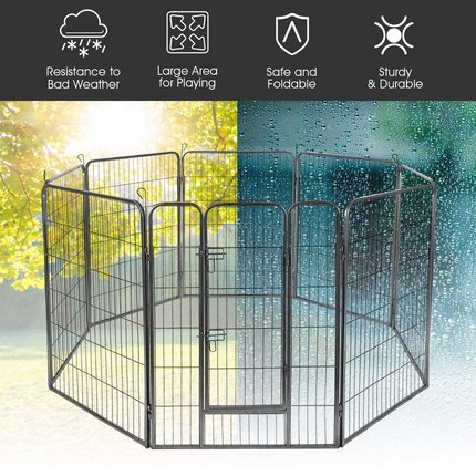 Dreamade 8 Panel Pet Playpen with Door, Foldable Dog Exercise Pen (40")