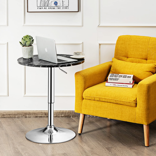 Dreamade Round Pub Table Height Adjustable, 360 Degree Swivel Cocktail Pub Table, Office Bar Table