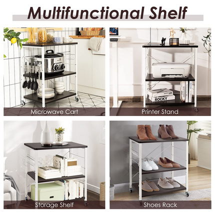 Dreamade Kitchen Baker's Rack 3-Tier Microwave Cart on Wheels