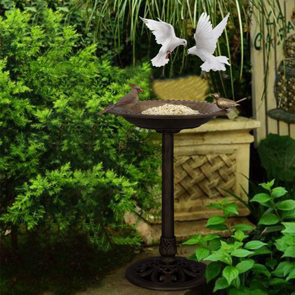 Dreamade 28 Inch Height Pedestal Bird Bath Feeder Freestanding Antique Outdoor Garden Yard Patio Decor