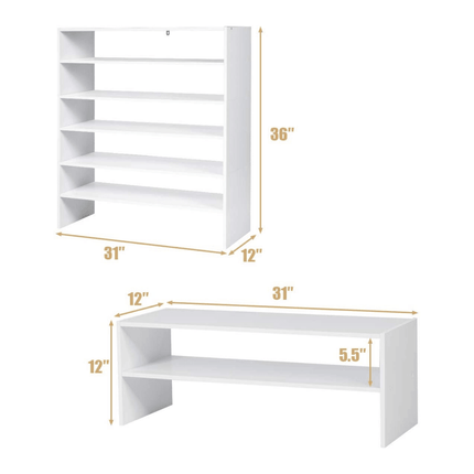 3-in-1 Shoe Rack, 5-Tier Shoe Organizer, Wood Storage Shelf for Shoes - Dreamadeus