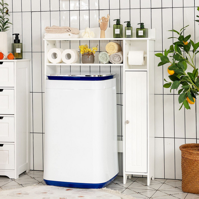 Dreamade Over-The-Toilet Storage Rack, Bathroom Freestanding Space Saver with 1-Door Side Storage Cabinet