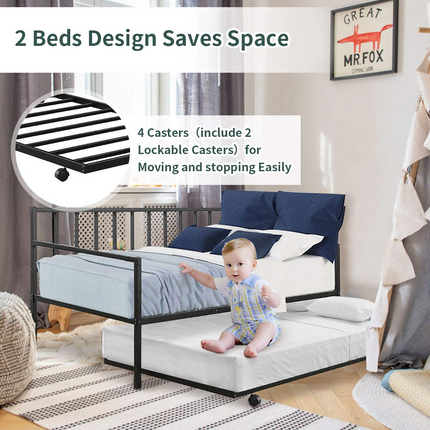 Dreamade Twin Size Daybed and Trundle Frame Set