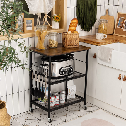 Dreamade 3 Tier Kitchen Bake's Rack, Rolling Microwave Cart, Industrial Bar Service Cart