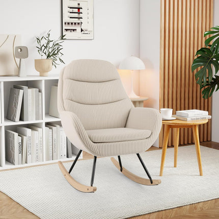 Dreamade Upholstered Rocking Chair Nursery Glider Rocker with Padded Backrest and Seat