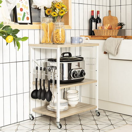 Dreamade Kitchen Baker's Rack 3-Tier Microwave Cart on Wheels