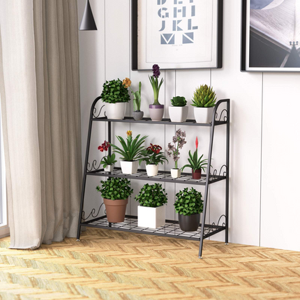 Dreamade 3 Tier Metal Plant Stand, Indoor Outdoor Plant Shelf