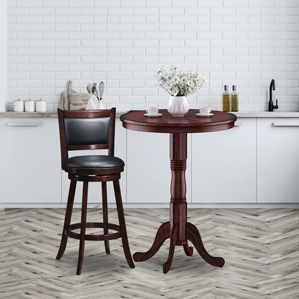 Dreamade 5 Pcs Pub Table Set, Wooden Pub Pedestal Side Table w/Stable Base