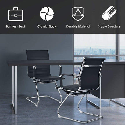Dreamade Conference Chair Set of 4 Heavy Duty PU Leather W/Protective Arm Sleeves