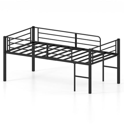 Dreamade Twin Low Loft Bed | Metal Bed Frame with 21.5" H Under-Bed Space