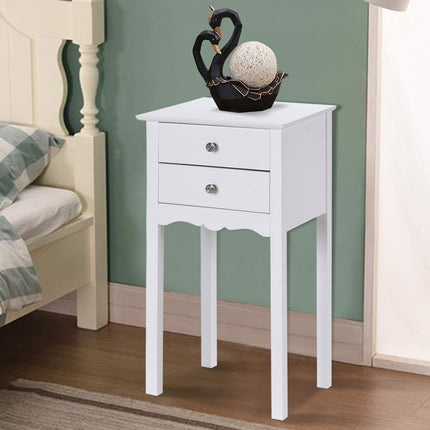 Dreamade End Table w/ 2 Drawers Side Table Nightstand Multi-Purpose Accent Table Living Room Bedroom Home Furniture