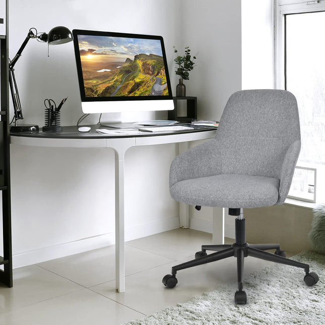 Fabric Office Chair, Upholstered Linen Leisure Chair