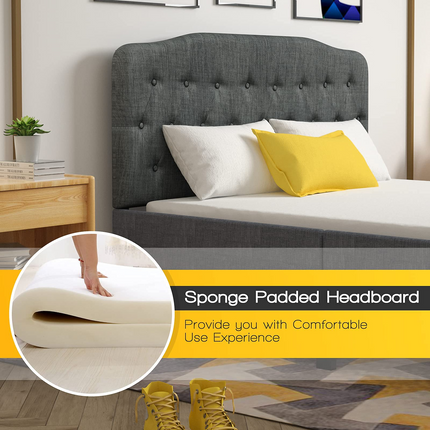 Dreamade Upholstered Headboard, Button Tufted Headboard, Queen Size