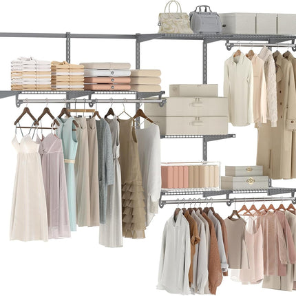Dreamade Closet Organizer System 4-8 FT Wall-Mounted Closet Shelves and Rod