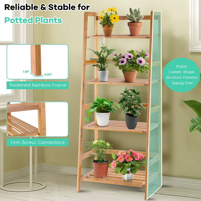 Dreamade 4-Tier Bamboo Plant Stand Flower Pots Holder Display Shelf, 47.5"
