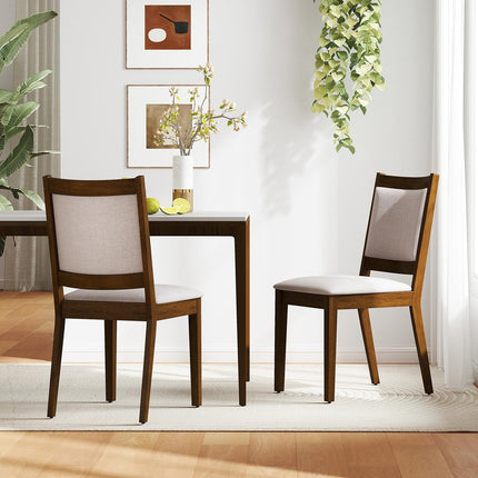 Dreamade Upholstered Dining Chairs Set of 2/4, Modern Farmhouse Kitchen Chairs w/Padded Backrest & Cushioned Seat, Rubber Wood Frame