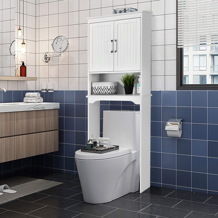 Dreamade Over The Toilet Bathroom Space Saver Free Standing Toilet Rack with Adjustable Inner Shelf