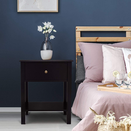 Dreamade Nightstand W/Drawer and Shelf, Stable Frame Storage Cabinet