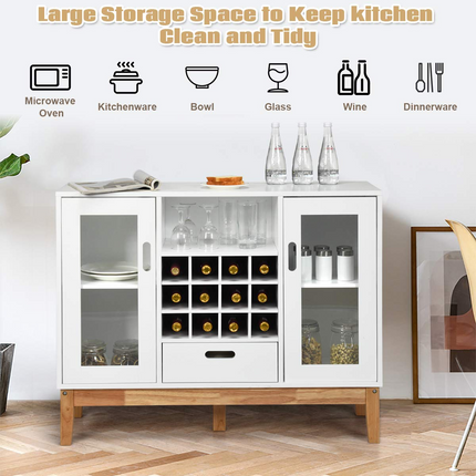 Dreamade Buffet Sideboard, Wood Kitchen Server, Storage Cupboard