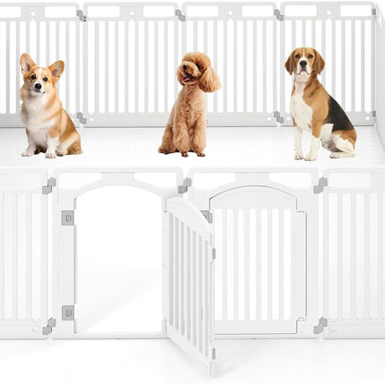 Dreamade 8/16 Panel Dog Playpen 32'' Tall Plastic Pet Fence with Lockable Door