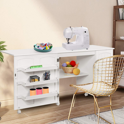 Dreamade Folding Sewing Cabinet with 3 Storage Bins