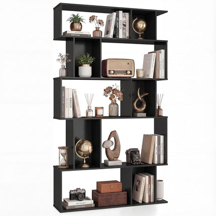 Dreamade Geometric Bookshelf 5-Tier Bookcase with Open Shelves and Closed-back Cubes