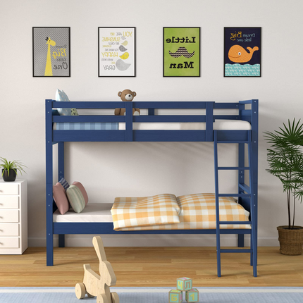 Dreamade Twin Over Twin Bunk Bed, Solid Wood Twin Bunk Bed Convertible Into Two Individual Beds