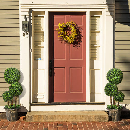 2.5 Ft/3 Ft Artificial Boxwood Topiary Tree, Fake Greenery Plants Triple Ball Tree - DreamadeUS