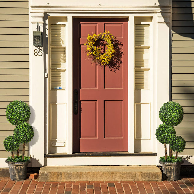 2.5 Ft/3 Ft Artificial Boxwood Topiary Tree, Fake Greenery Plants Triple Ball Tree - DreamadeUS