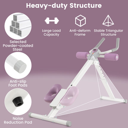 Ab Workout Equipment,Foldable Strength Trainer with Elbow Support, Knee Protection & LCD Monitor