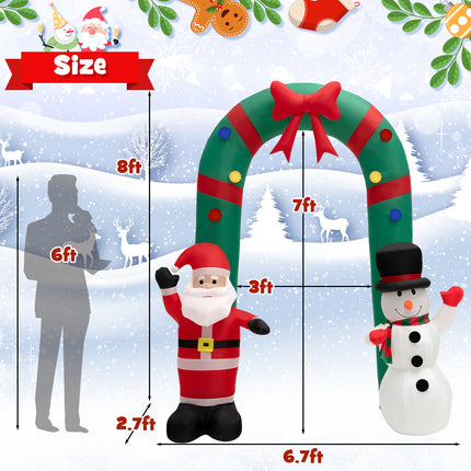 DREAMADE 8 FT Inflatable Christmas Decoration, Tall Christmas Tree Archway w/Santa Claus
