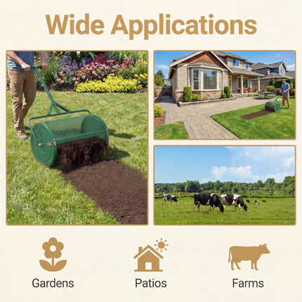 DREAMADE Compost Spreader, Peat Moss Spreader with T Handle, Black