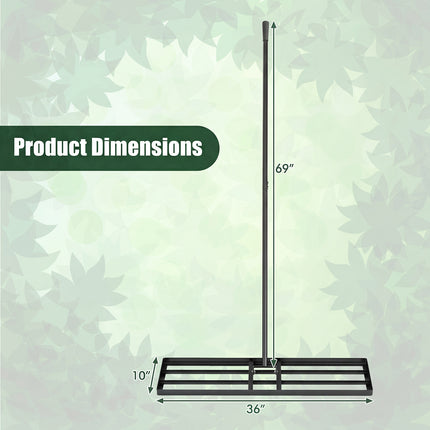 DREAMADE Lawn Leveling Rake, 30"/36"/42" x 10" Professional Grade Soil Distribution Rake w/67 Ergonomic Handle