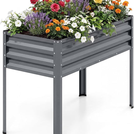 Dreamade 44" x 22" x 32" Metal Large Elevated Planter Box for Vegetable Flower Fruit Herb (1/2)