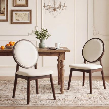 Dreamade Set of 2/4 Upholstered Linen Fabric Kitchen Side Chairs with Padded Seat
