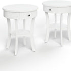 Dreamade Round End Table with Drawer, 2-Tier Wood Side Table w/Open Shelf