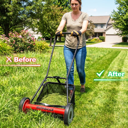 DREAMADE Manual Reel Mower, 16" Push Reel Lawn Mower, Green