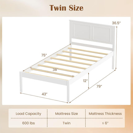 Dreamade Wood Queen/Full/Twin Size Bed Frame with Wooden Slat Support
