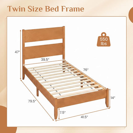 Dreamade Queen/Full/Twin Size Wooden Bed Frame with Slatted Headboard