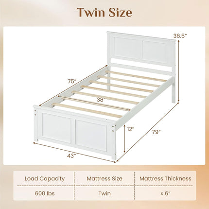Dreamade Wood Queen/Full/Twin Size Farmhouse Solid Platform Bed
