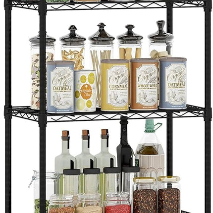 Dreamade Storage Shelves Adjustable Wire Shelf Rack w/4 Removable Hooks