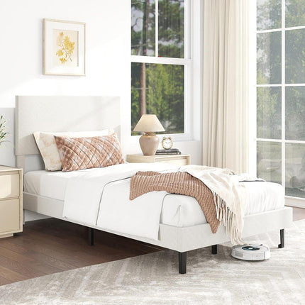 Dreamade Bed Frame | Velvet Upholstered Platform Bed w/Height Adjustable Chevron Headboard