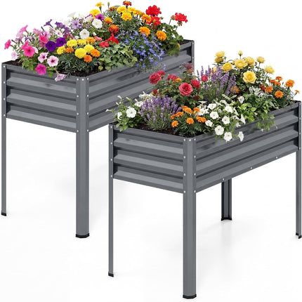Dreamade 44" x 22" x 32" Metal Large Elevated Planter Box for Vegetable Flower Fruit Herb (1/2)