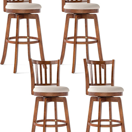 Dreamade 30.5" Swivel Bar Stools Set of 2/4 with Rubber Wood Legs & Footrest & Upholstered Seat