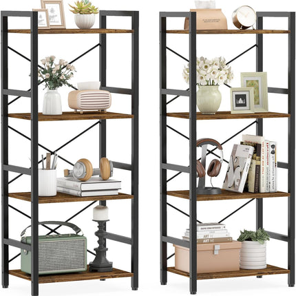 Dreamade 4-Tier Bookshelf | Narrow Freestanding Display Shelf with Metal Frame (1/2)