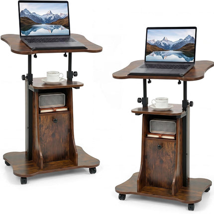 Dreamade Mobile Podium Stand | Height Adjustable Laptop Computer Cart w/Tilting Top (1/2)