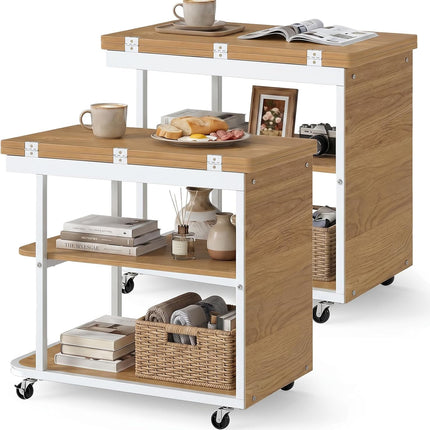 Dreamade 3-Tier Mobile Side Table with Foldable Top & Universal Wheels (1/2)