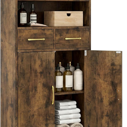 Dreamade Freestanding Bathroom Storage Cabinet with 2 Drawers and 2 Doors